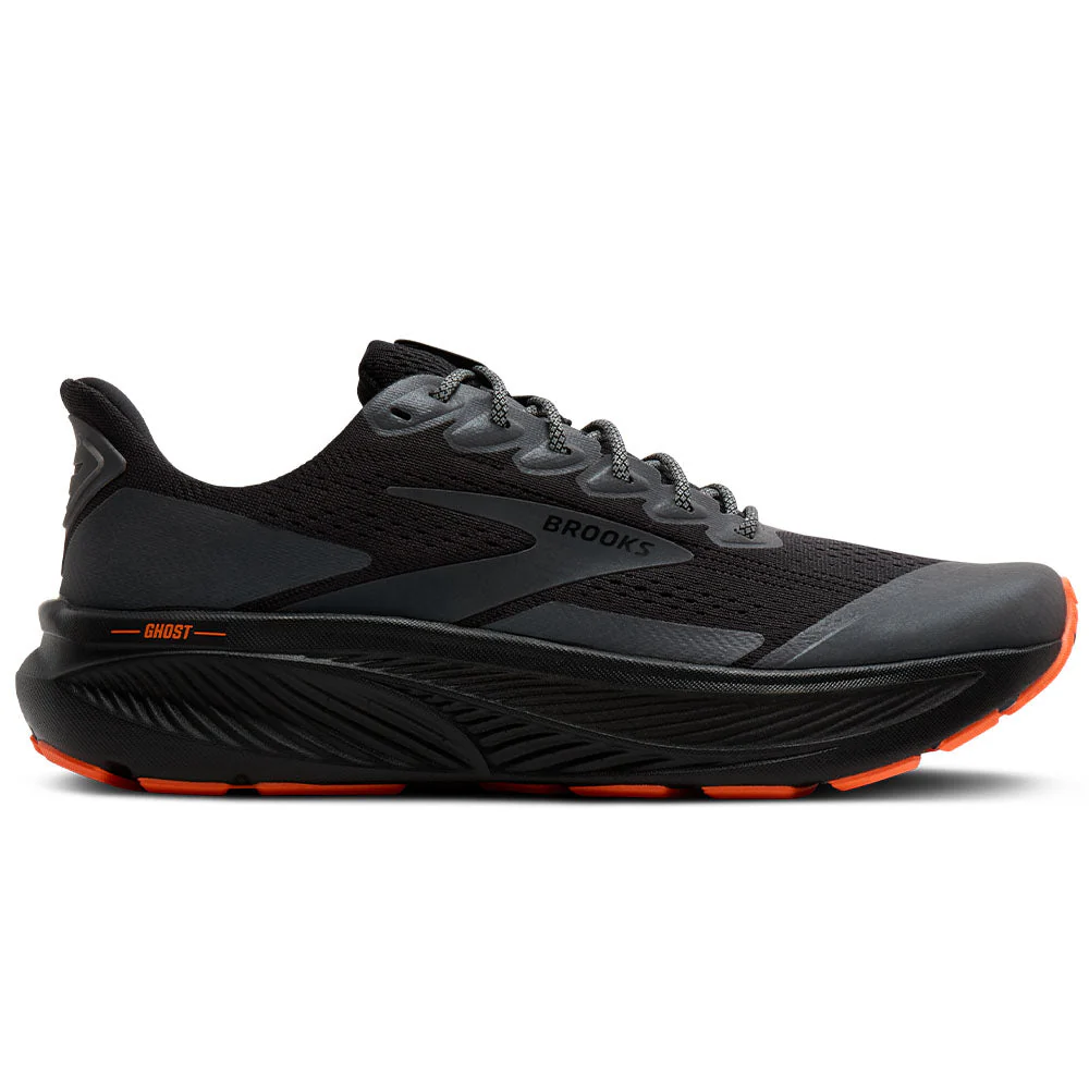 Women's Brooks Ghost 17, Black/Orange, 7 B Medium