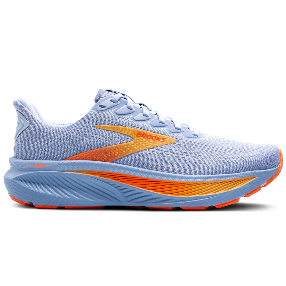 Women's Brooks Ghost 17, Blue Heron/White/Orange, 7.5 B Medium