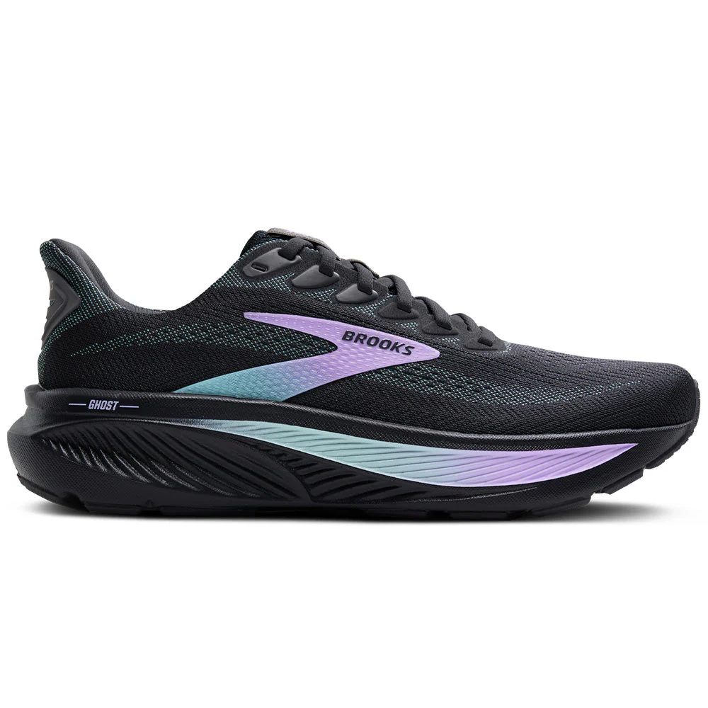 Women's Brooks Ghost 17, Grey/Clearwater/Purple, 9 D Wide
