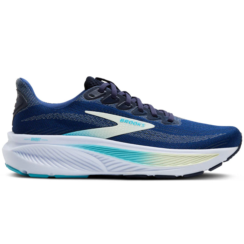 Women's Brooks Ghost 17, Navy/Green/Turquoise, 9 B Medium