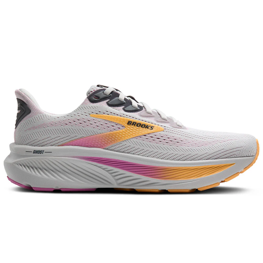 Women's Brooks Ghost 17, Oyster/Apricot/Pink, 11.5 D Wide