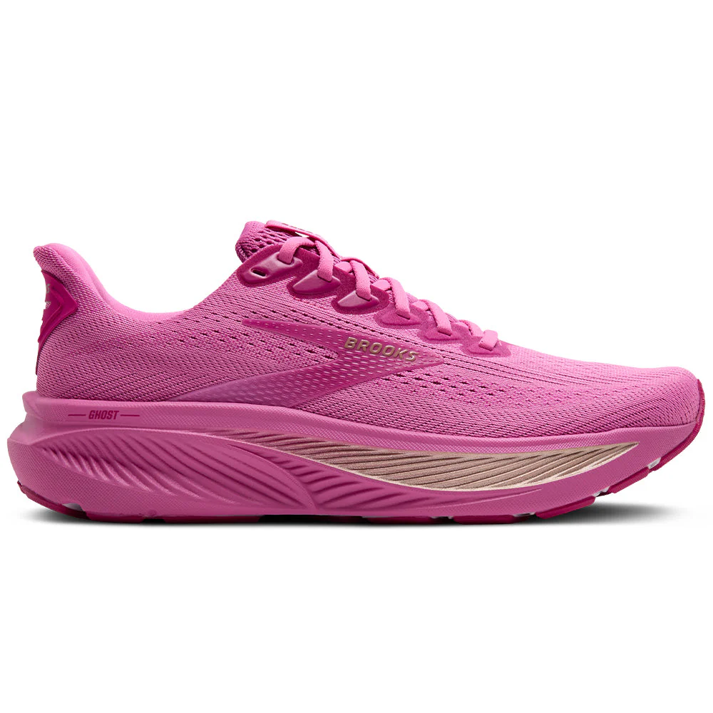 Women's Brooks Ghost 17, Pink/Fuchsia/Gold, 11 B Medium