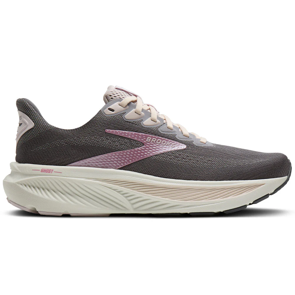 Women's Brooks Ghost 17, Poppy Seed/Pink/Bluewash, 10 B Medium
