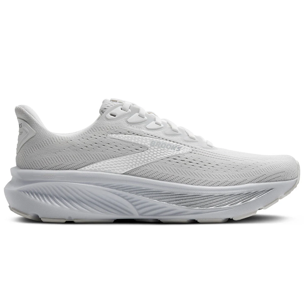 Women's Brooks Ghost 17, White/White/Grey, 7.5 B Medium