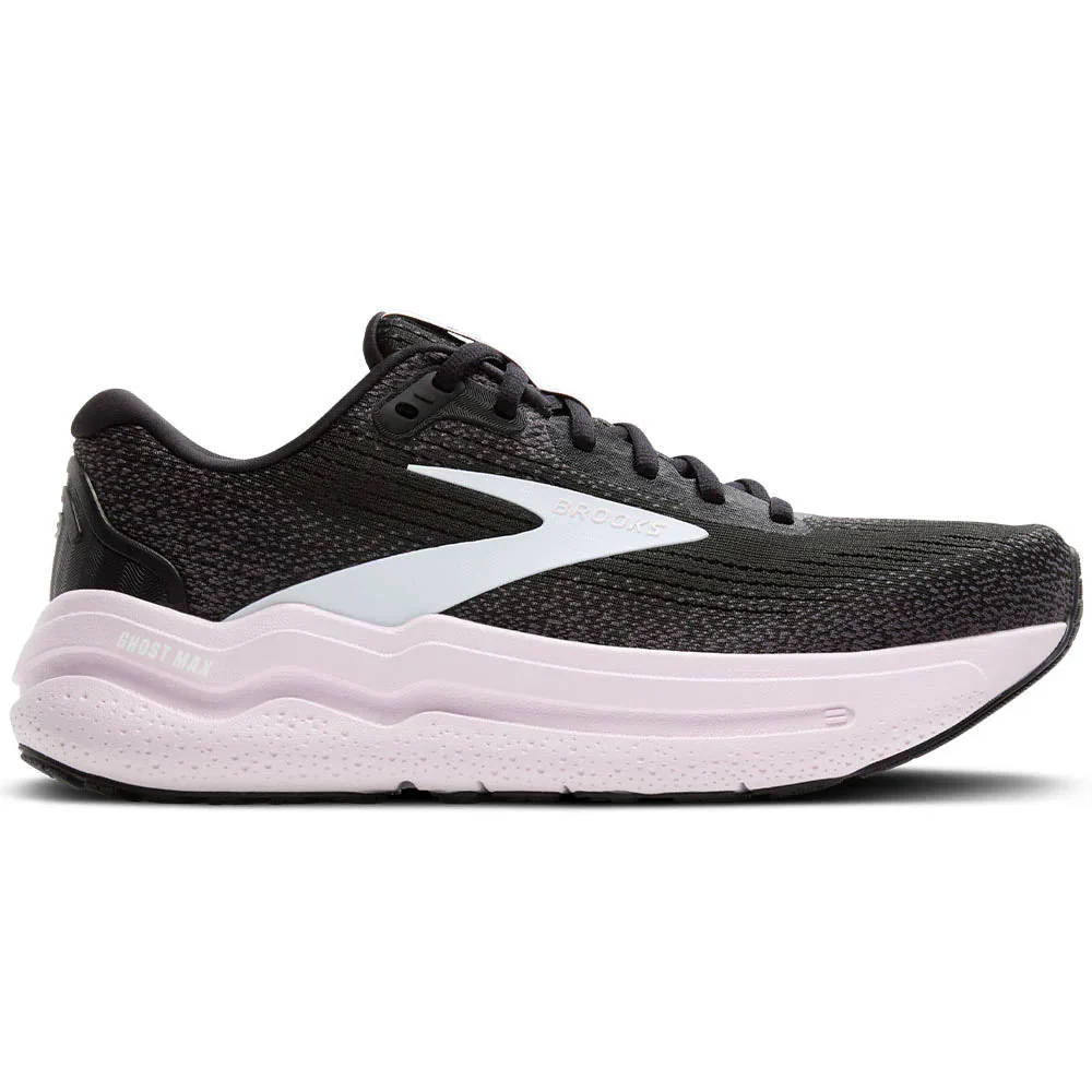 Women's Brooks Ghost Max 2, Black/White/Orchid Ice, 6.5 B Medium