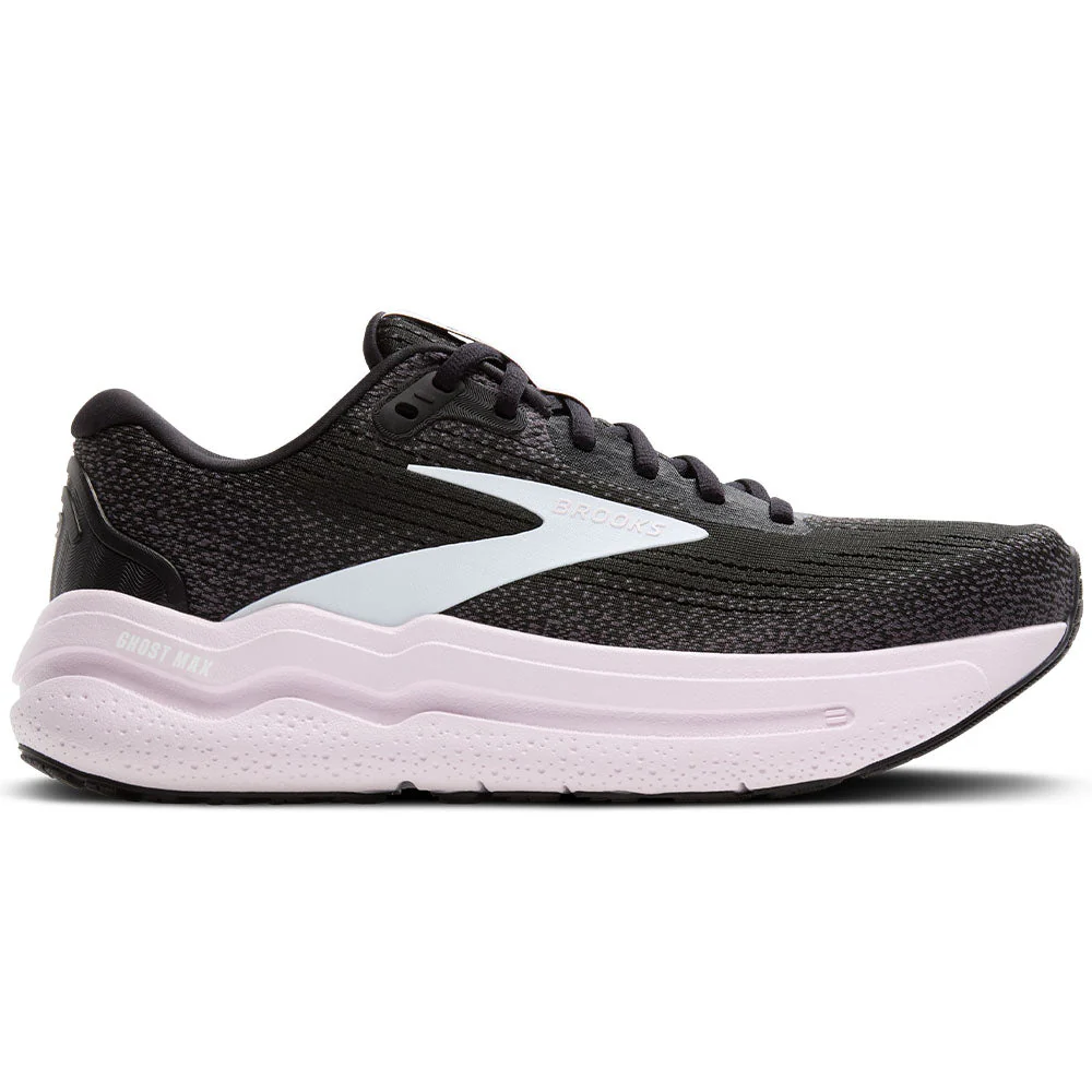 Women's Brooks Ghost Max 2, Black/White/Orchid Ice, 10.5 B Medium
