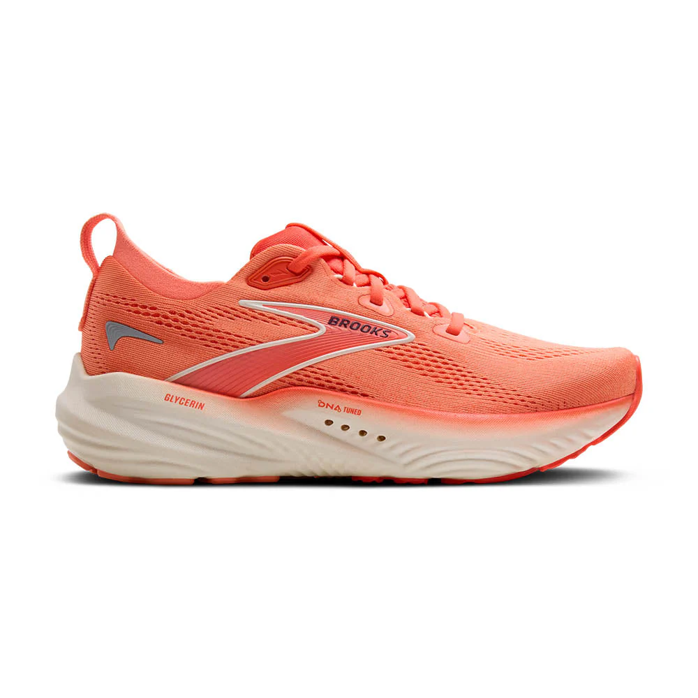 Women's Brooks Glycerin 22, Desert Flower/Hot Coral/Milk, 10.5 B Medium