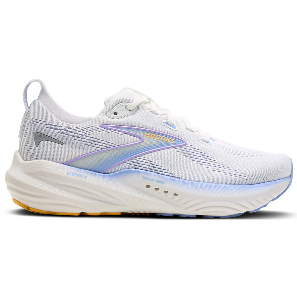 Women's Brooks Glycerin 22, White/Blue Heron/Apricot, 9.5 B Medium