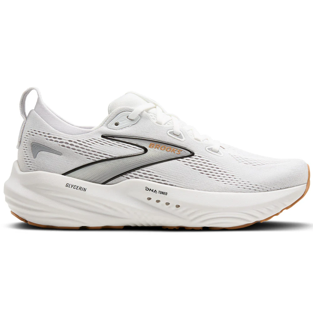 Women's Brooks Glycerin 22, White/Grey/Black, 10 D Wide