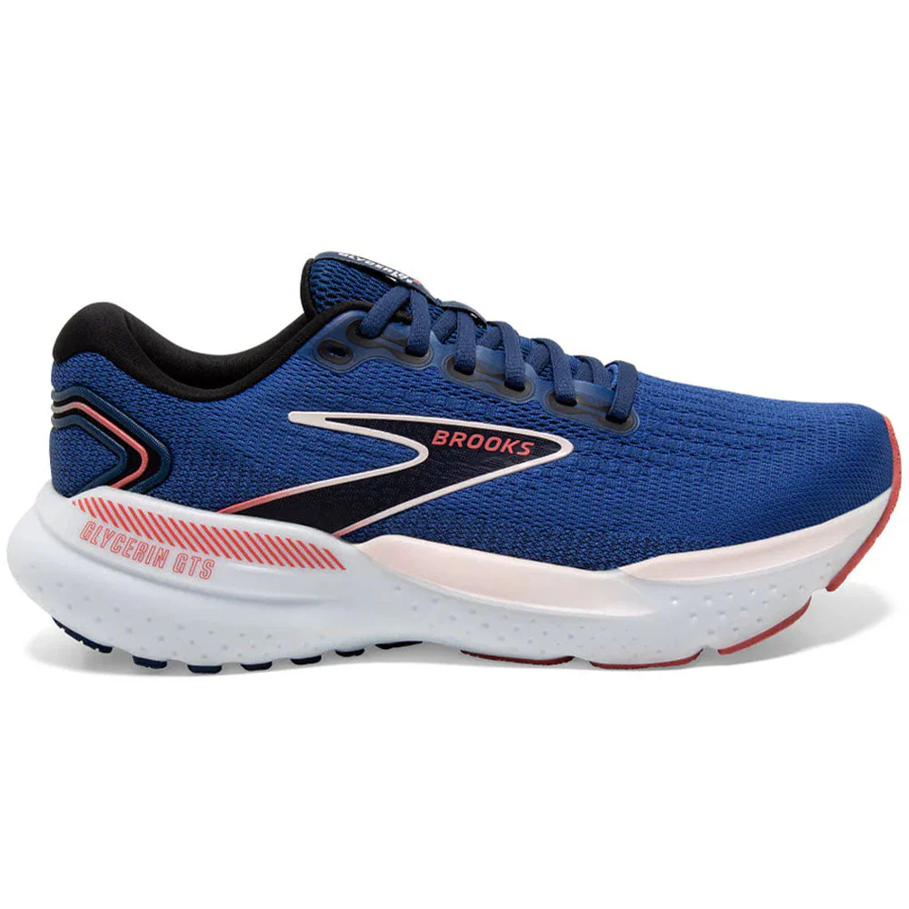 Women's Brooks Glycerin GTS 21, Blue/Icy Pink/Rose, 10.5 B Medium