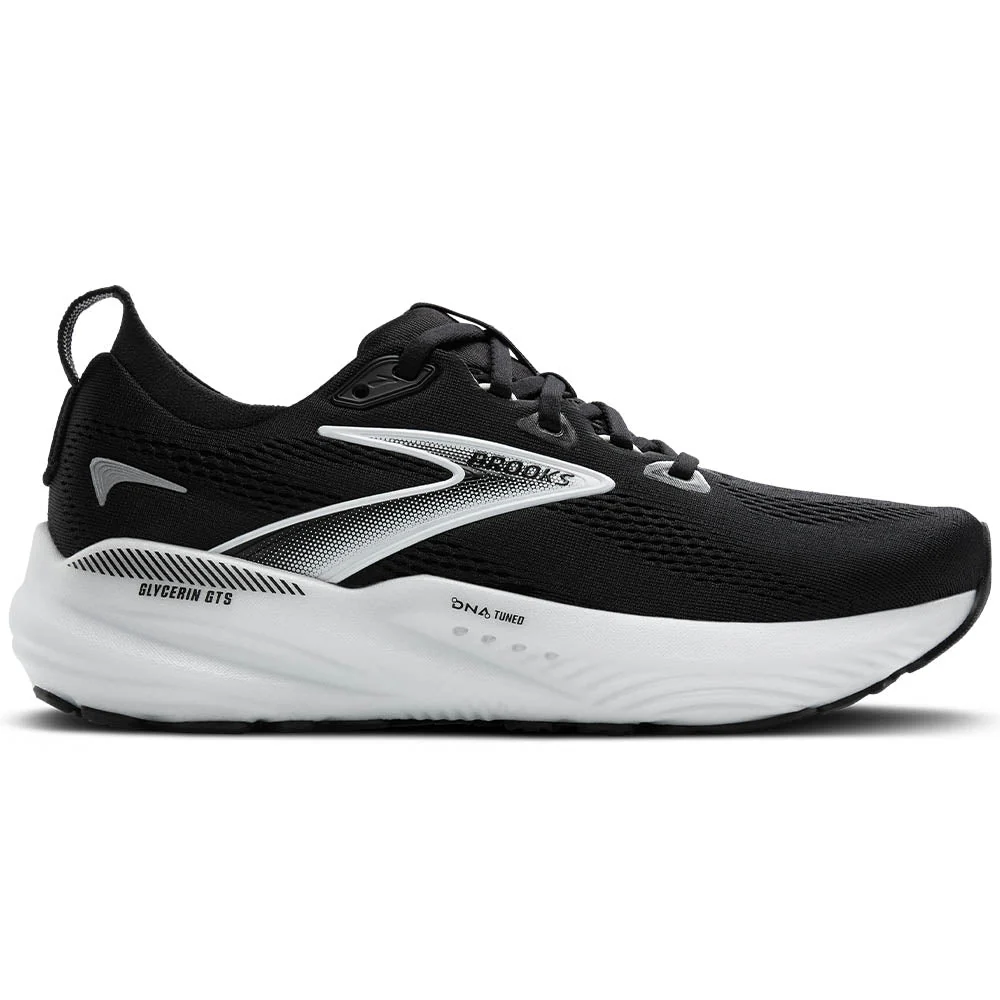 Women's Brooks Glycerin GTS 22, Black/Grey/White, 10 B Medium