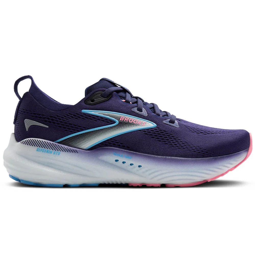 Women's Brooks Glycerin GTS 22, Blue Ribbon/Peacoat/Dianthus, 8 2E Extra Wide