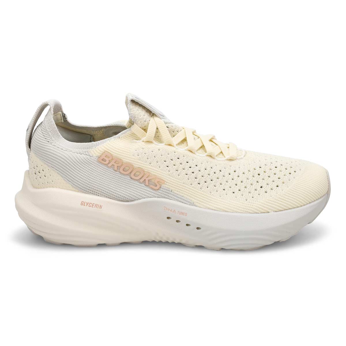 Women's Brooks Glycerin StealthFit 22, Coconut/Oyster/Rose, 8.5 B Medium