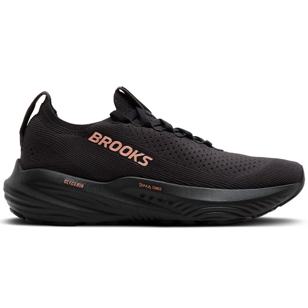 Women's Brooks Glycerin StealthFit 22, Black/Grey/Rose Gold, 8 B Medium