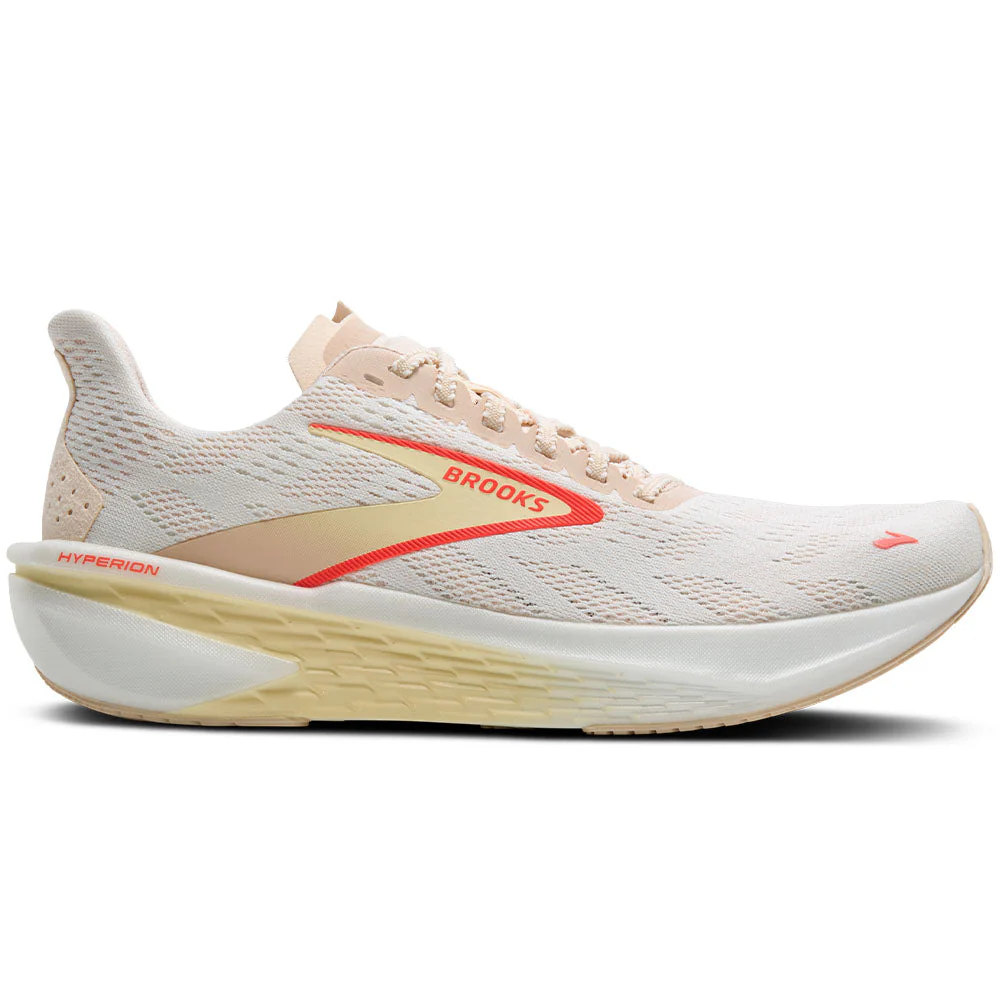 Women's Brooks Hyperion 2, White/Peach/Coral, 6 B Medium