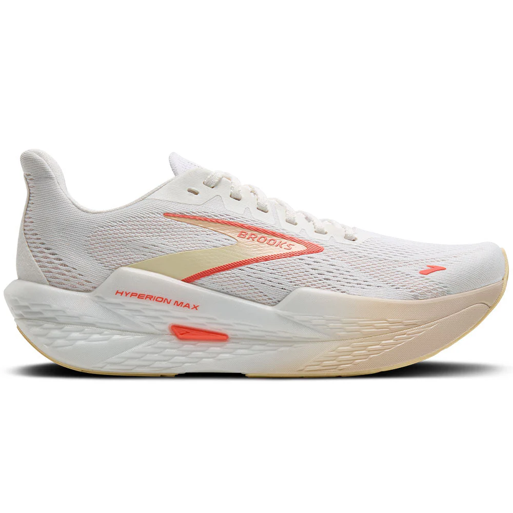 Women's Brooks Hyperion Max 2, White/Peach/Coral, 8 B Medium