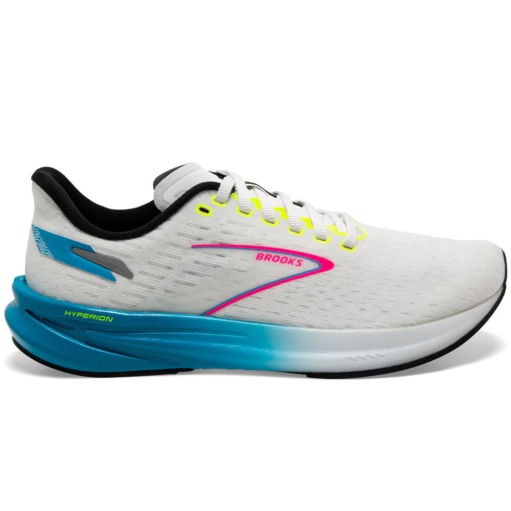 Women's Brooks Hyperion, White/Blue/Pink, 10.5 B Medium