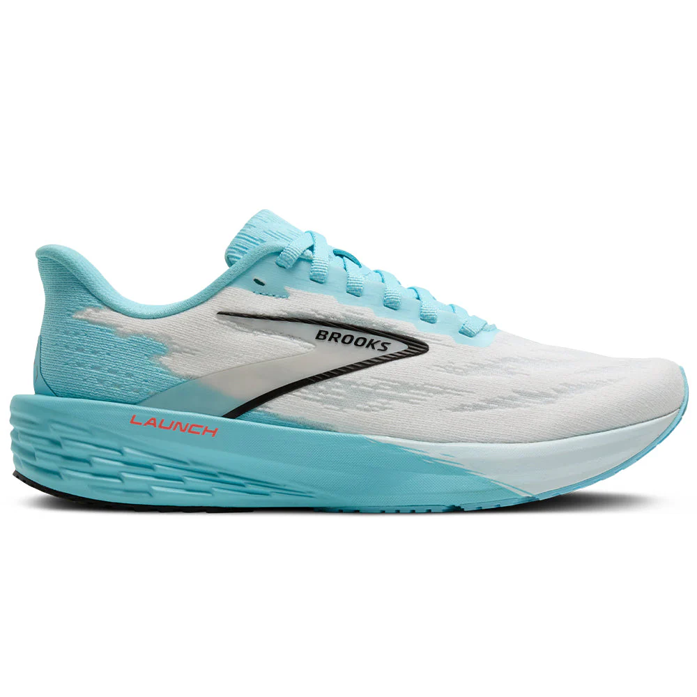 Women's Brooks Launch 11, White/Atomizer/Pink Clay, 9.5 B Medium