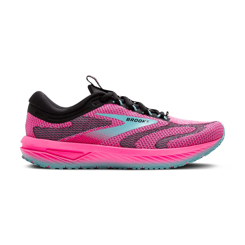 Women's Brooks Revel 7, Knockout Pink/Black/Aqua, 9.5 B Medium