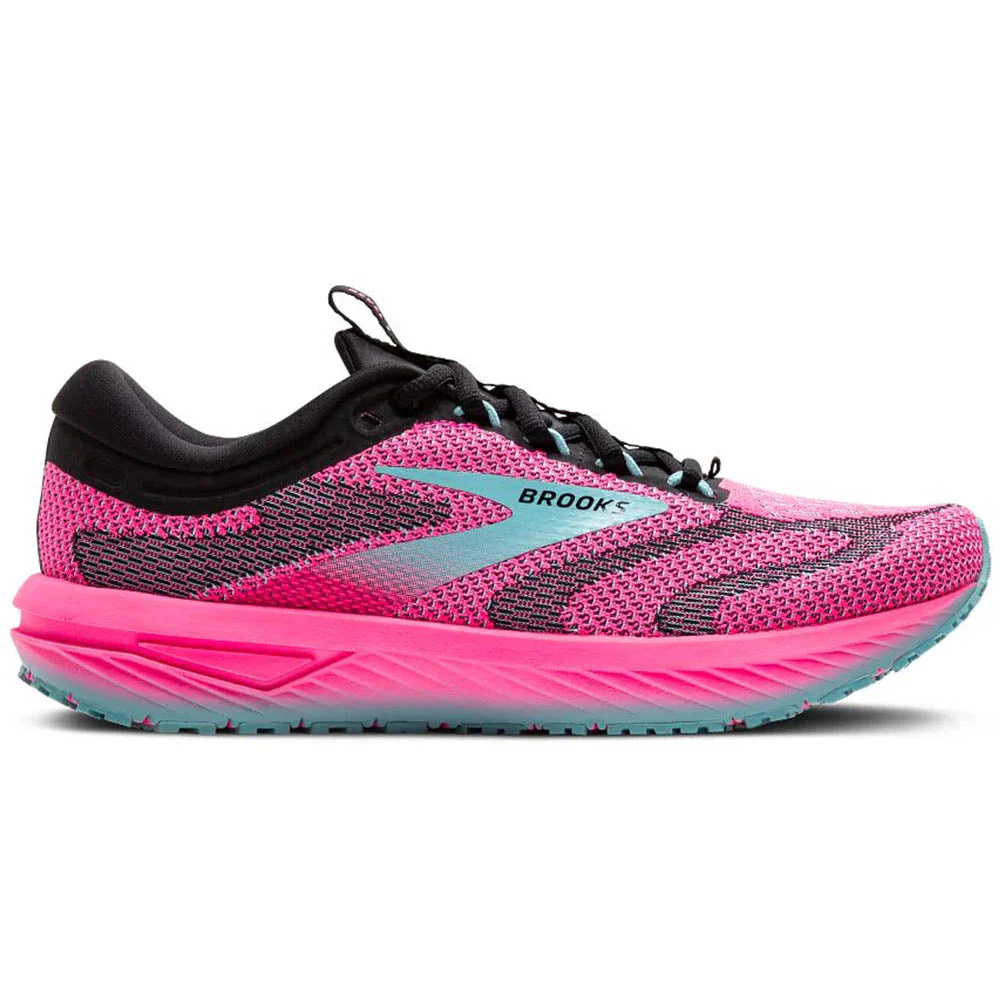 Women's Brooks Revel 7, Knockout Pink/Black/Aqua, 11 B Medium