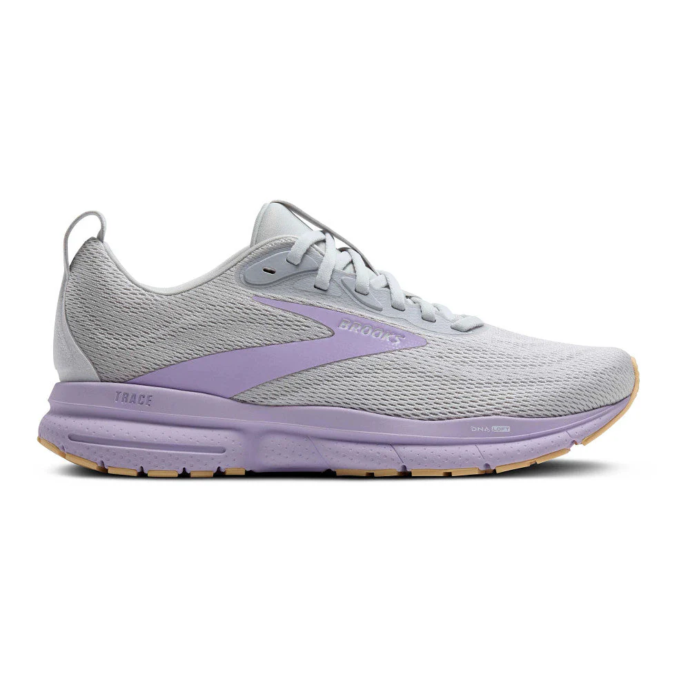 Women's Brooks Trace 4, Oyster/Purple/Sherbert, 6.5 B Medium