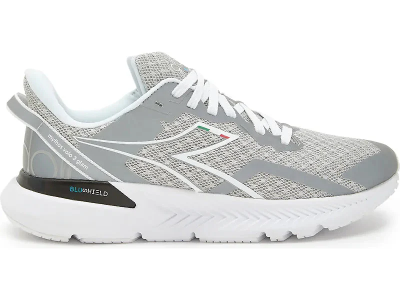 Women's Diadora Mythos Blushield Volo 3, Silver DD/White, 9.5 B Medium