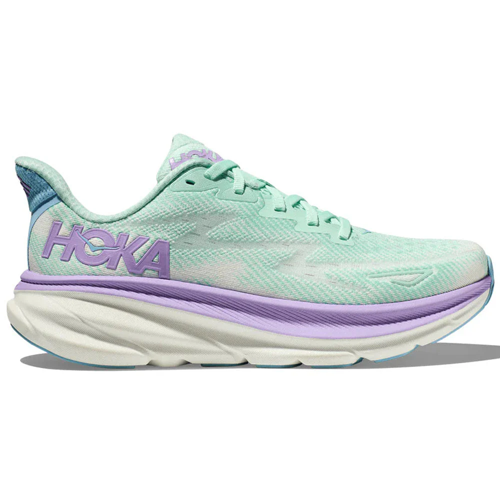 Women's Hoka Clifton 9, Sunlit Ocean/Lilac Mist, 8 D Wide