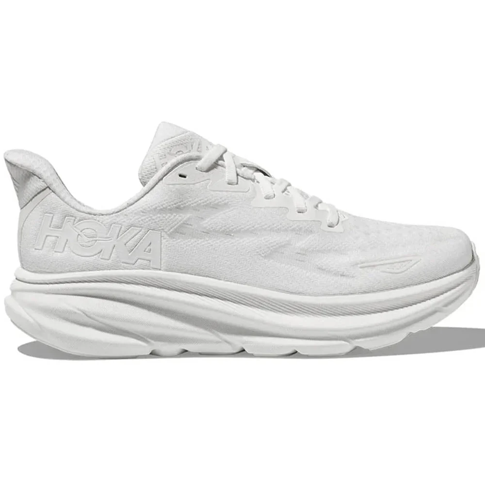 Women's Hoka Clifton 9, White/White, 10 D Wide