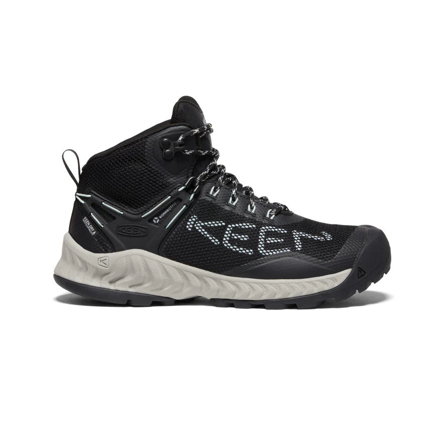 Women's Keen Nxis Evo Mid WP, Black/Blue Glass, 6.5 B Medium