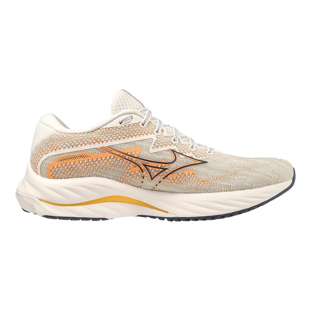 Women's Mizuno Wave Rider 27, Snow White-Nightshadow Blue, 8.5 B Medium