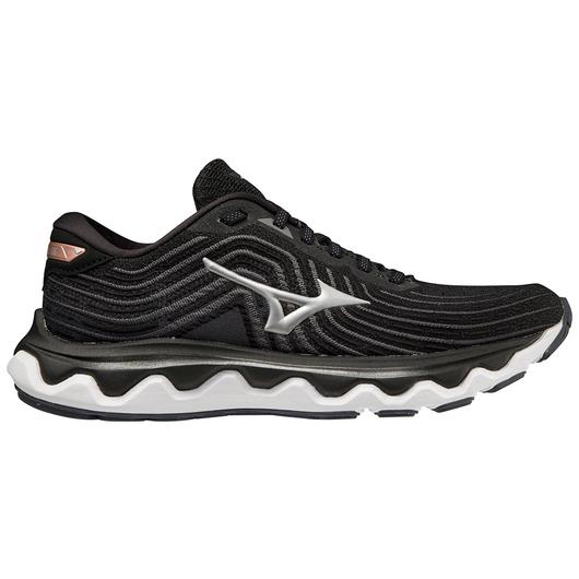 Women's Mizuno Wave Horizon 6, Black/Silver, 9.5 D Wide