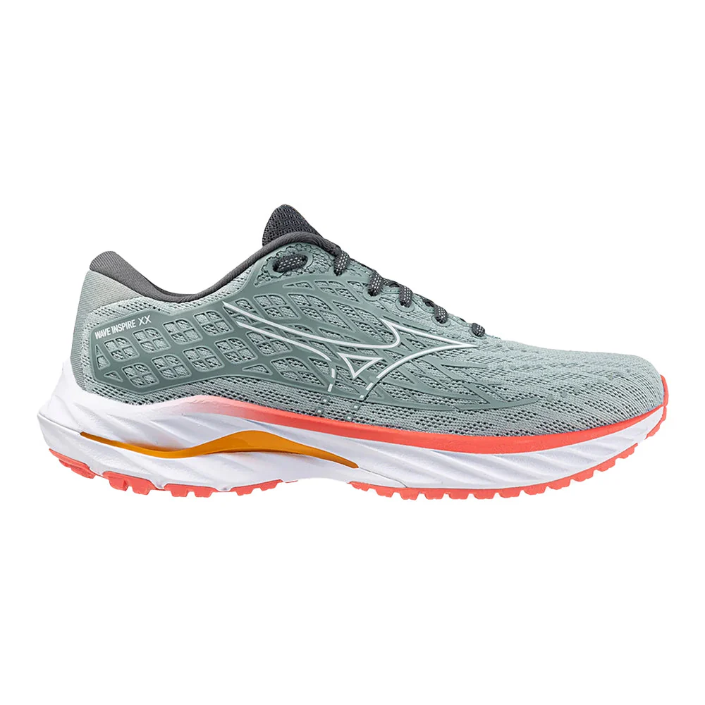 Women's Mizuno Wave Inspire 20, Grey Mist-White, 10 B Medium