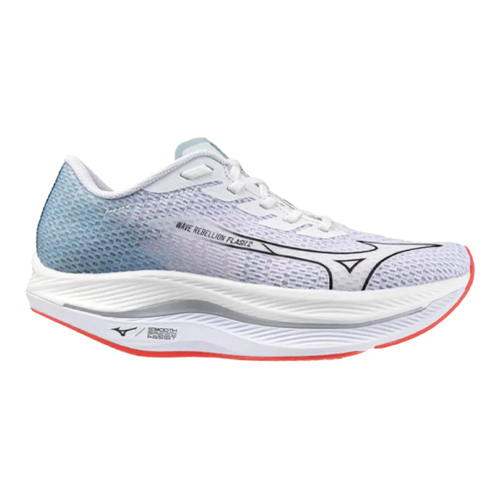 Women's Mizuno Wave Rebellion Flash 2, White-Black, 8.5 B Medium