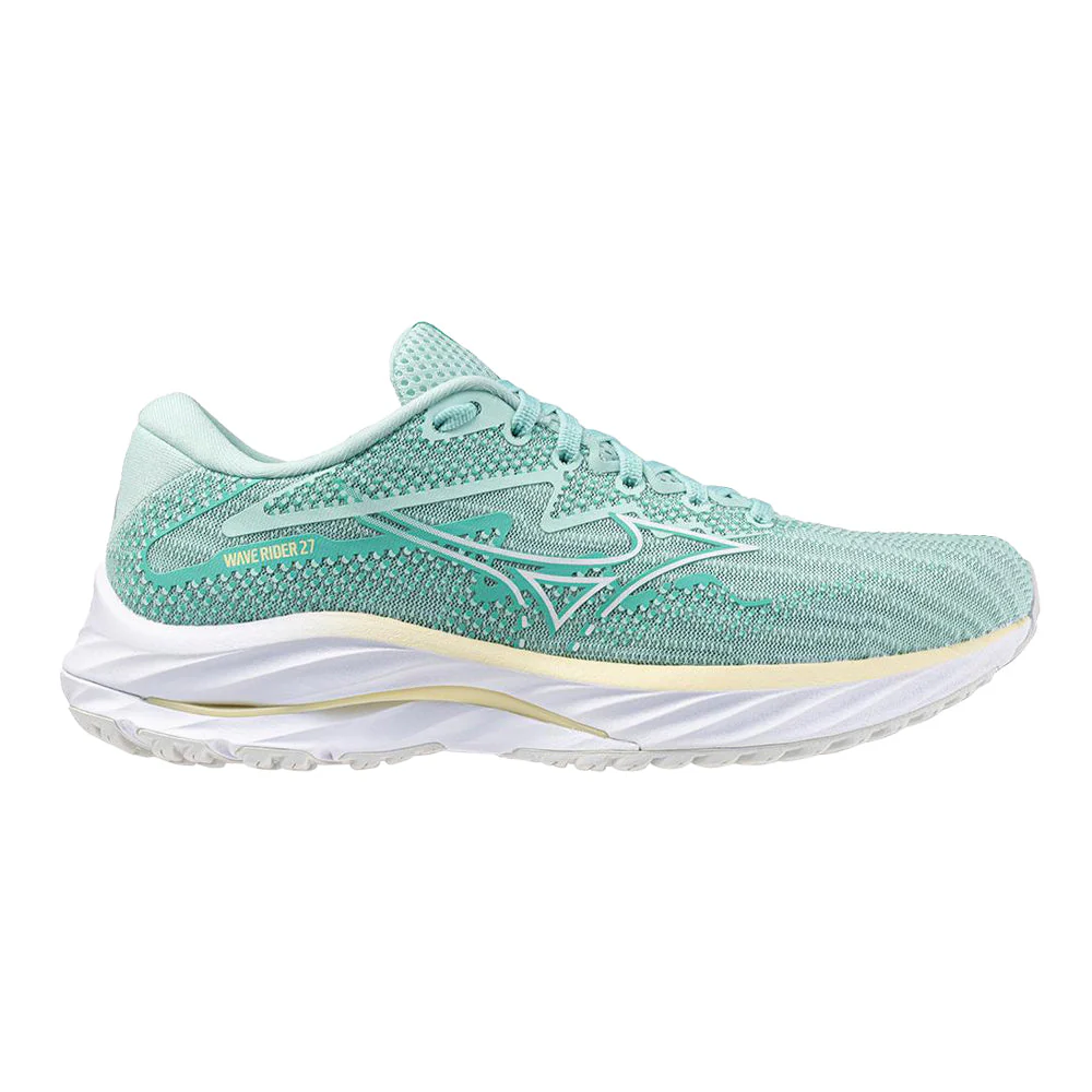 Women's Mizuno Wave Rider 27, Eggshell Blue-White, 7 B Medium