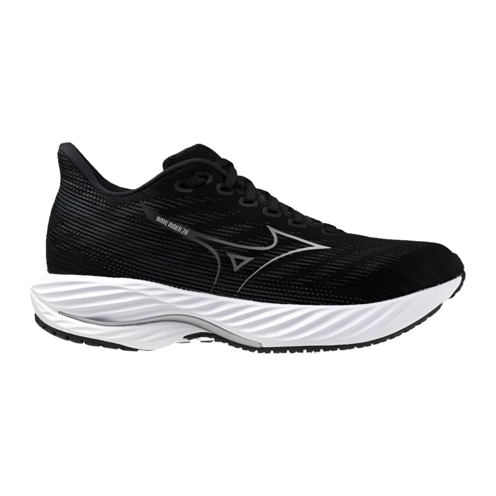 Women's Mizuno Wave Rider 28, Black/Harbor Mist, 8.5 D Wide