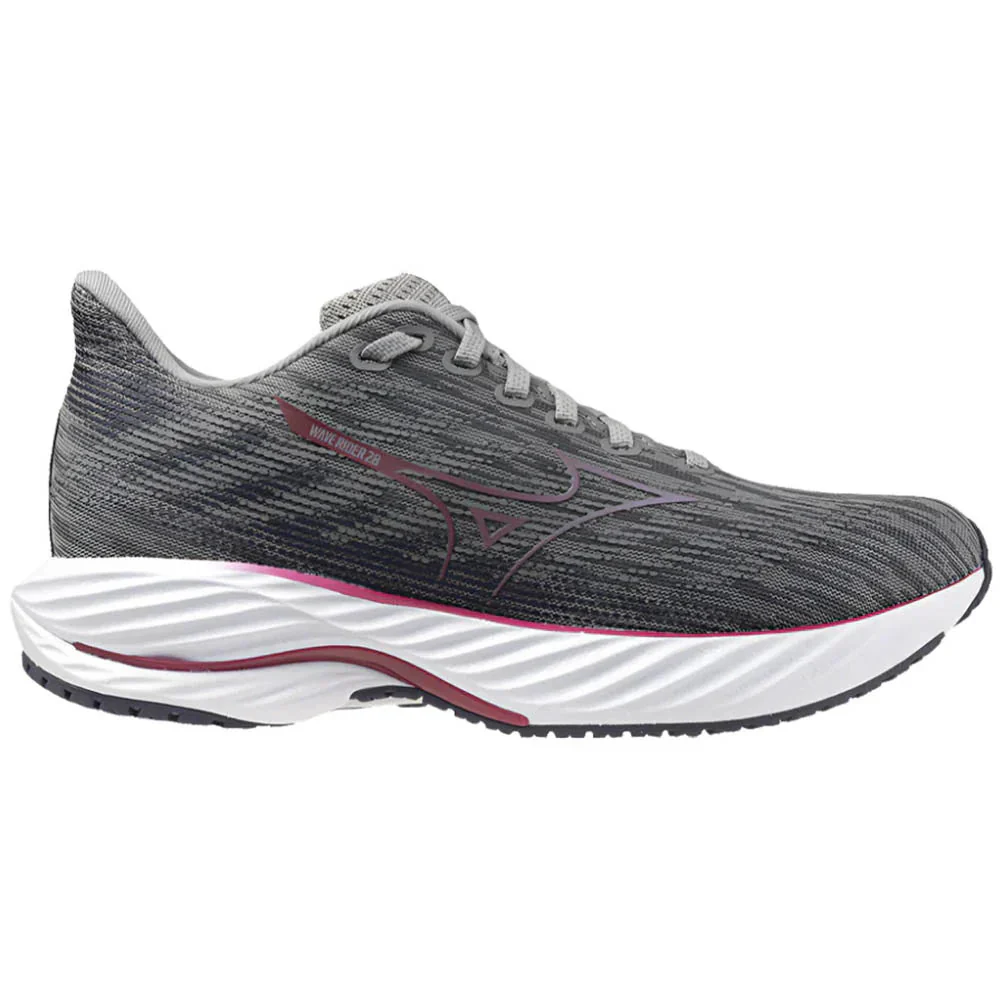 Women's Mizuno Wave Rider 28, Ultimate Grey/Cosmo Chrome, 10 B Medium