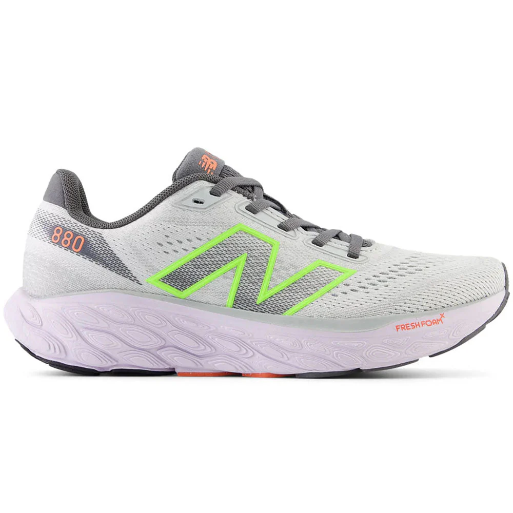 Women's New Balance Fresh Foam X 880v14, Grey Matter/Taro/Bleached Lime Glo/Gulf Red, 10.5 B Medium