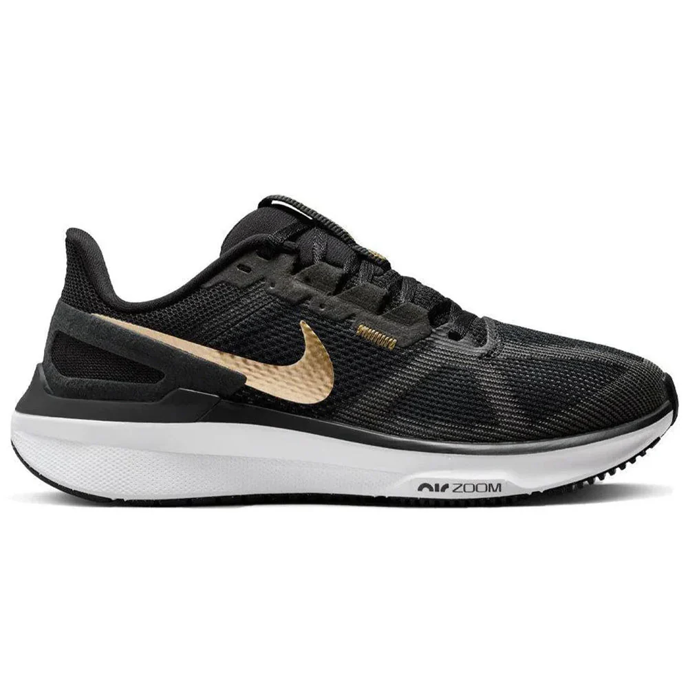 Women's Nike Structure 25, Black/Metallic Gold/White/Dk Smoke Grey, 11 B Medium