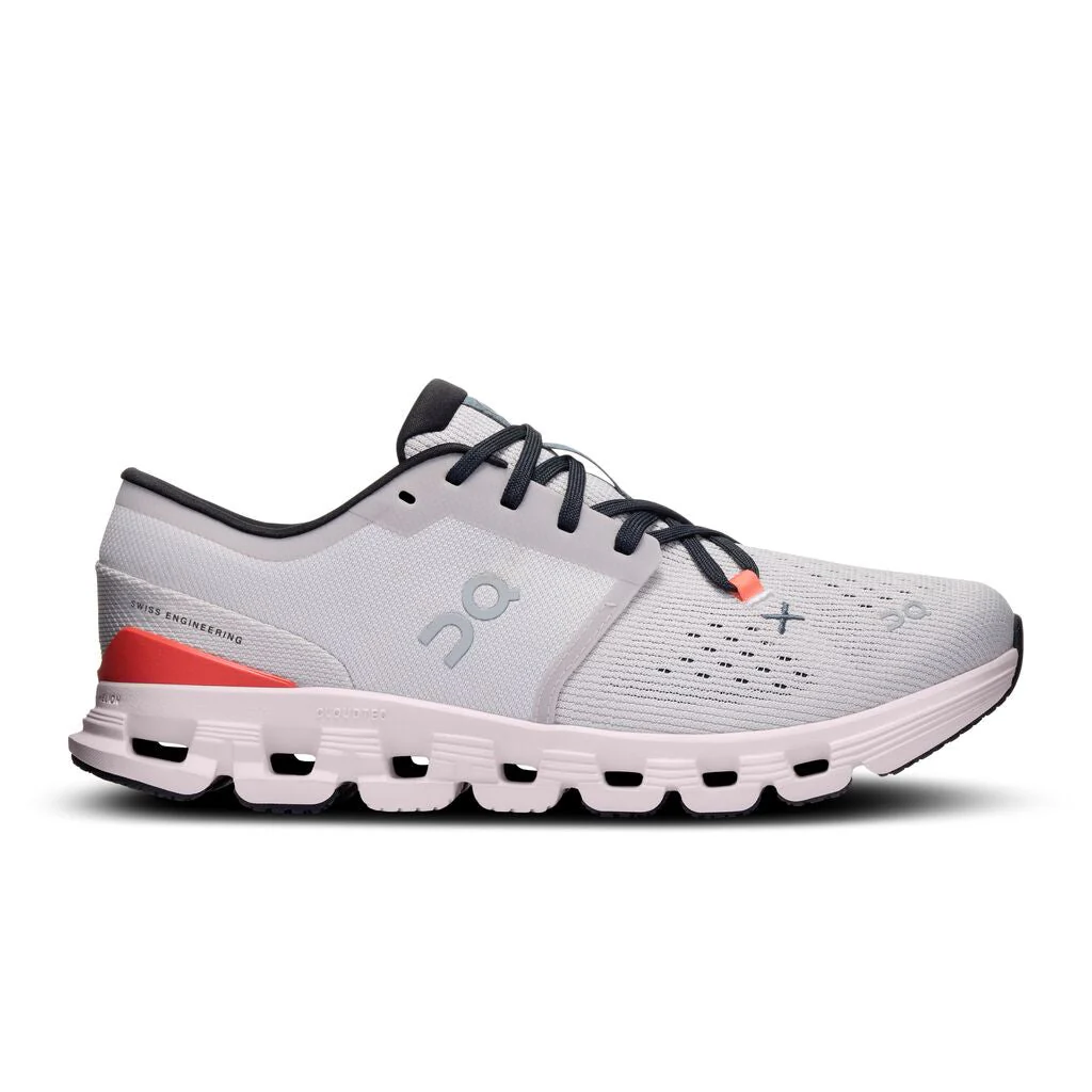 Women's On Cloud X 4, Silver/Flame, 8.5 B Medium