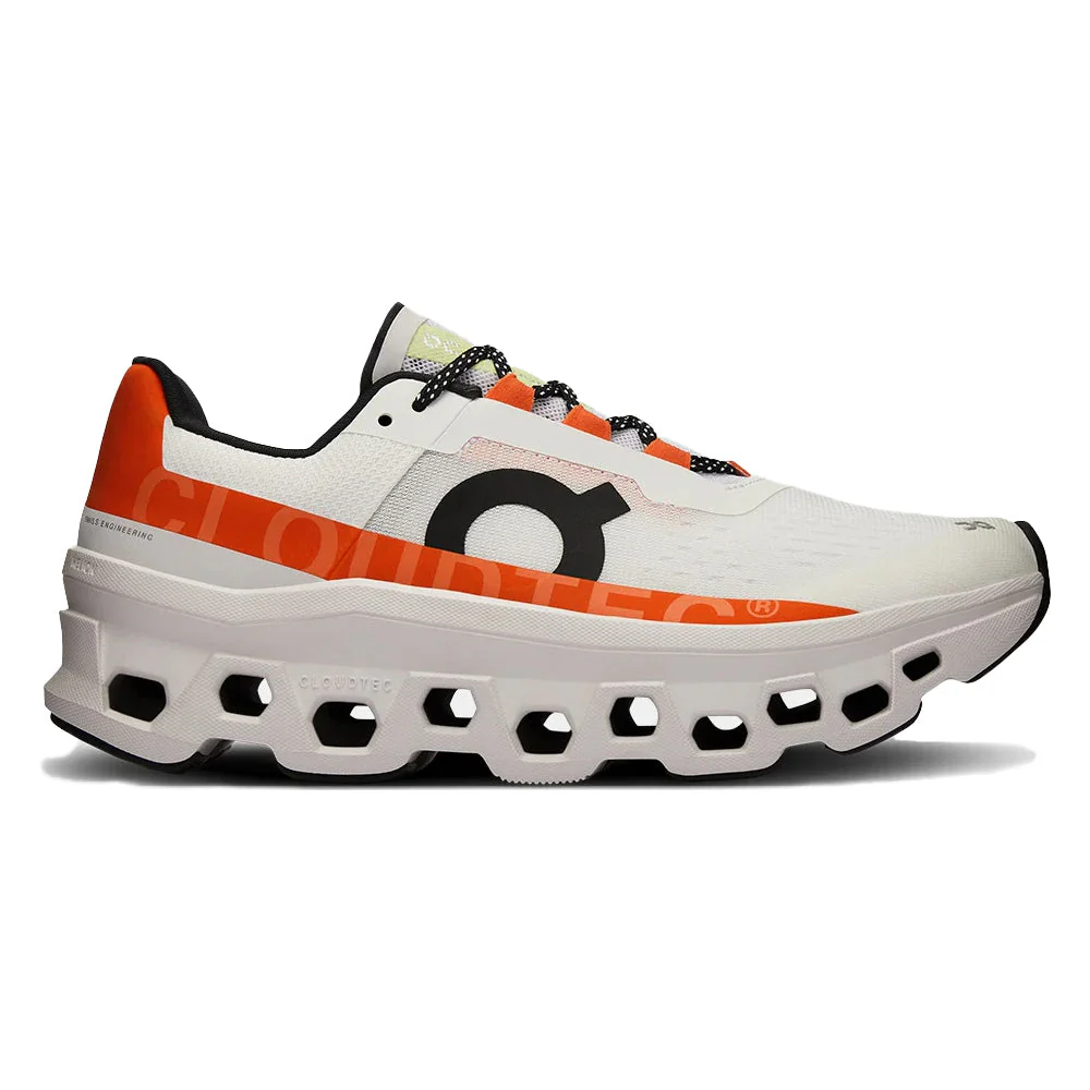 Women's On Cloudmonster, Undyed-White/Flame, 10 B Medium