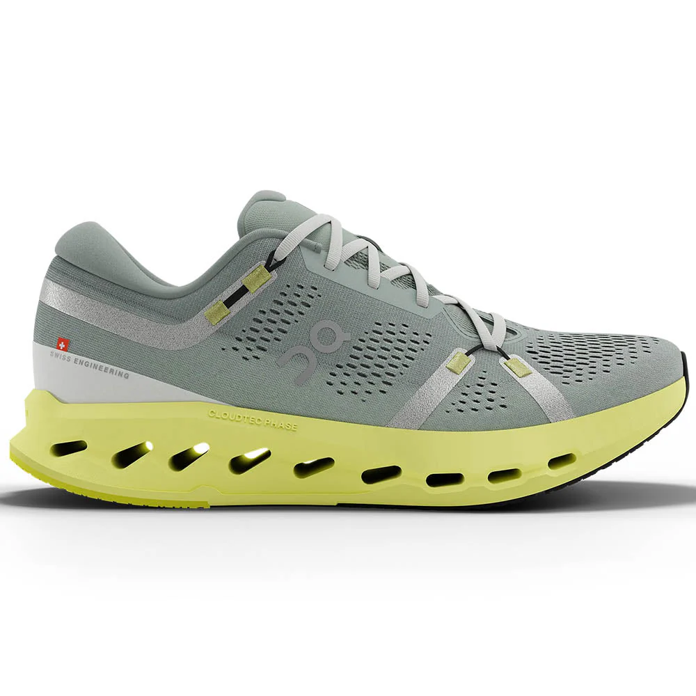 Women's On Cloudsurfer 2, Glacier/Limelight, 6 B Medium