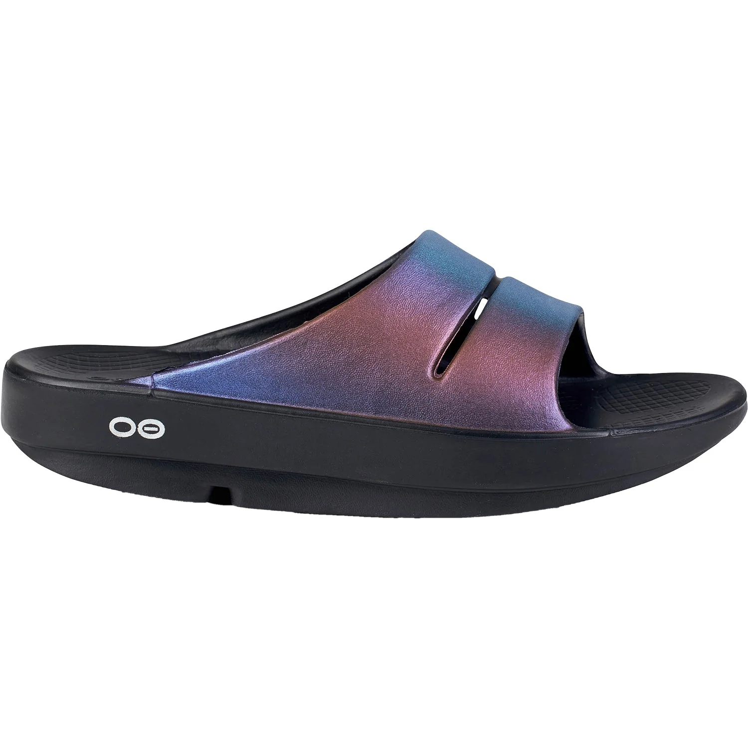 Women's OOFOS OOahh Luxe Slide, Midnight Spectre, 6 B Medium