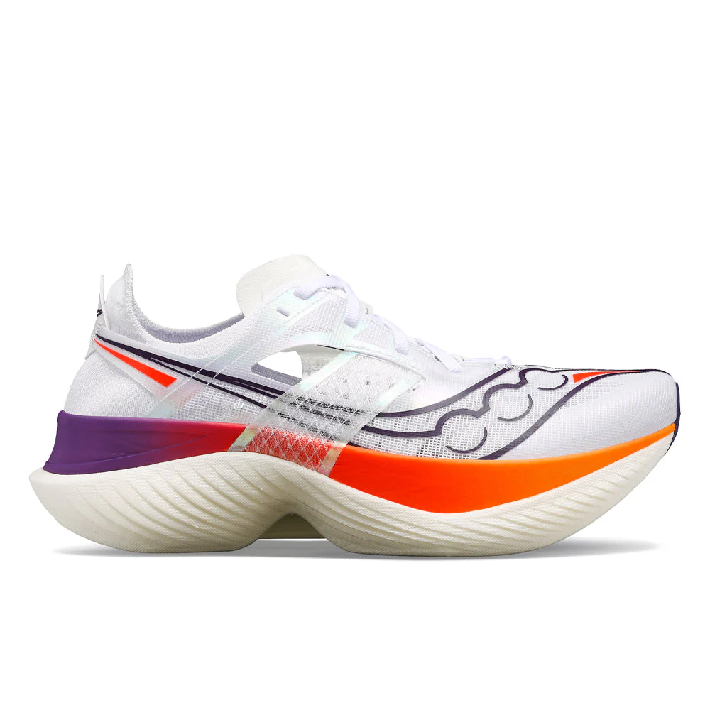 Women's Saucony Endorphin Elite, White/Vizired, 8 B Medium