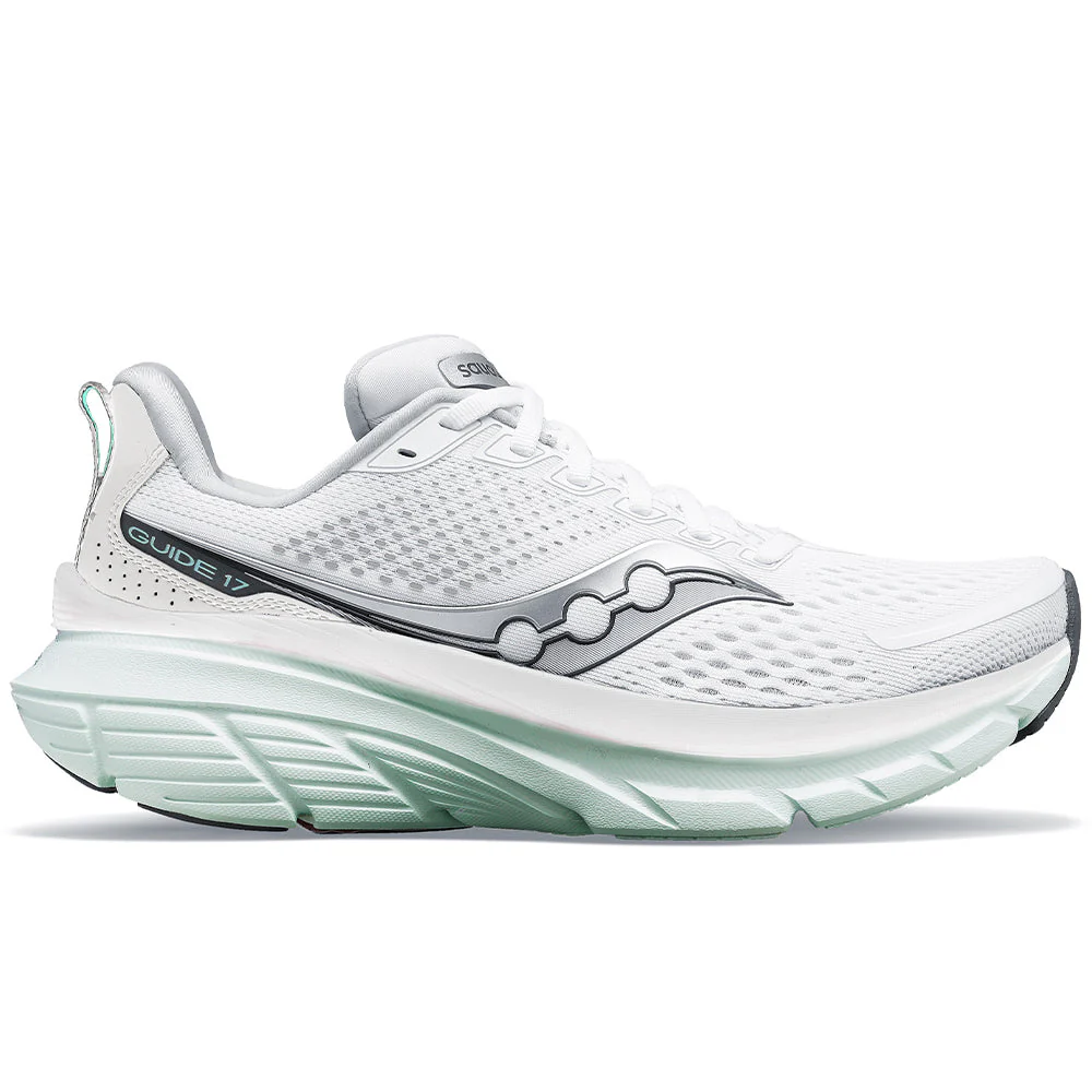 Women's Saucony Guide 17, White/Jade, 5 B Medium