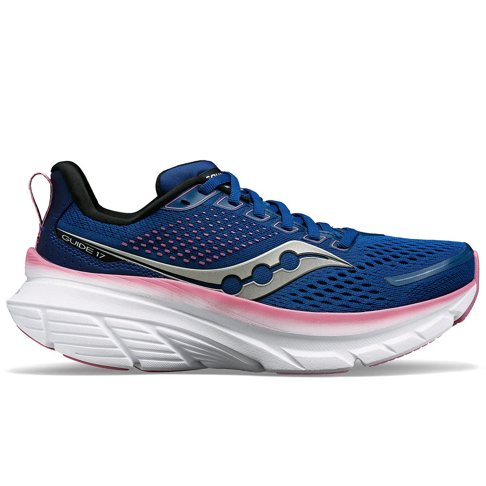 Women's Saucony Guide 17, Navy/Orchid, 7.5 D Wide