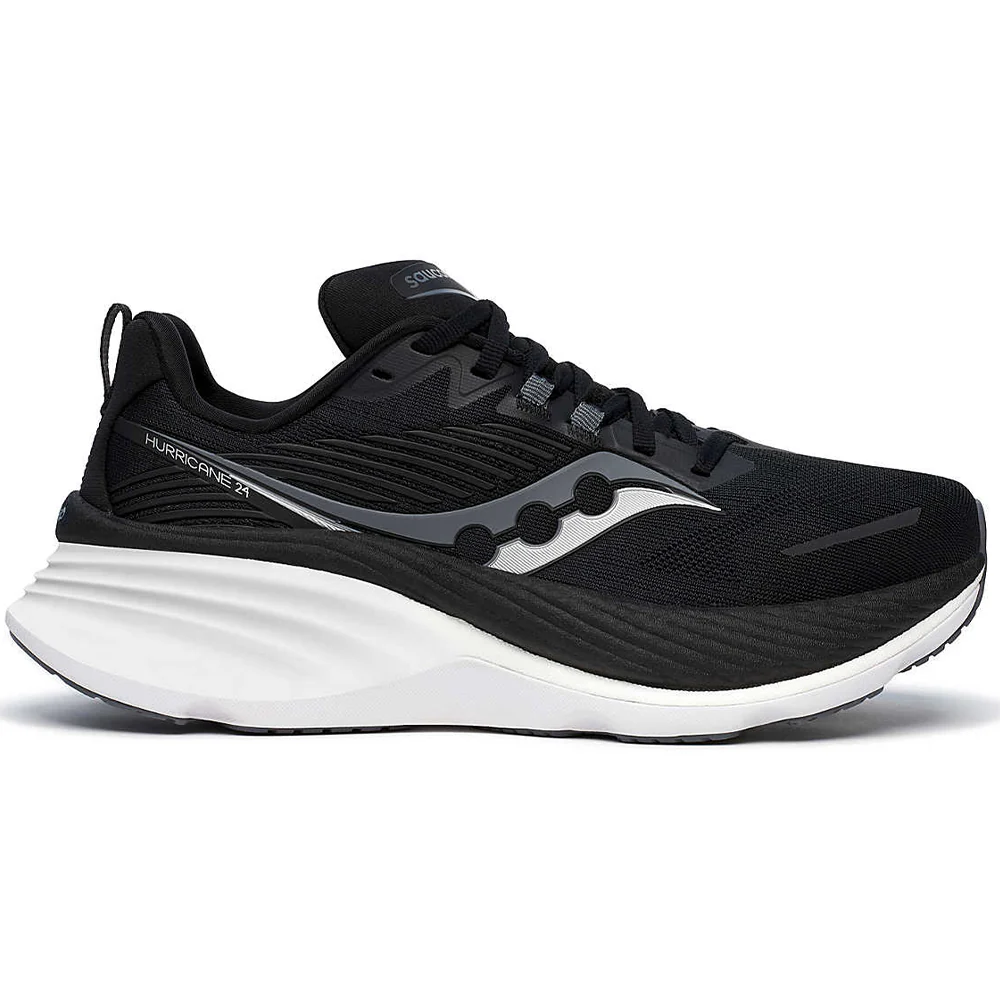Women's Saucony Hurricane 24, Black/Carbon, 8 D Wide