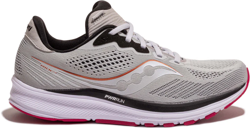 Women's Saucony Ride 14, Fog/Cherry, 12 B Medium