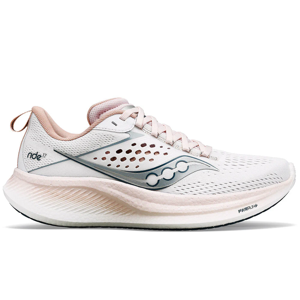 Women's Saucony Ride 17, White/Lotus, 5.5 B Medium