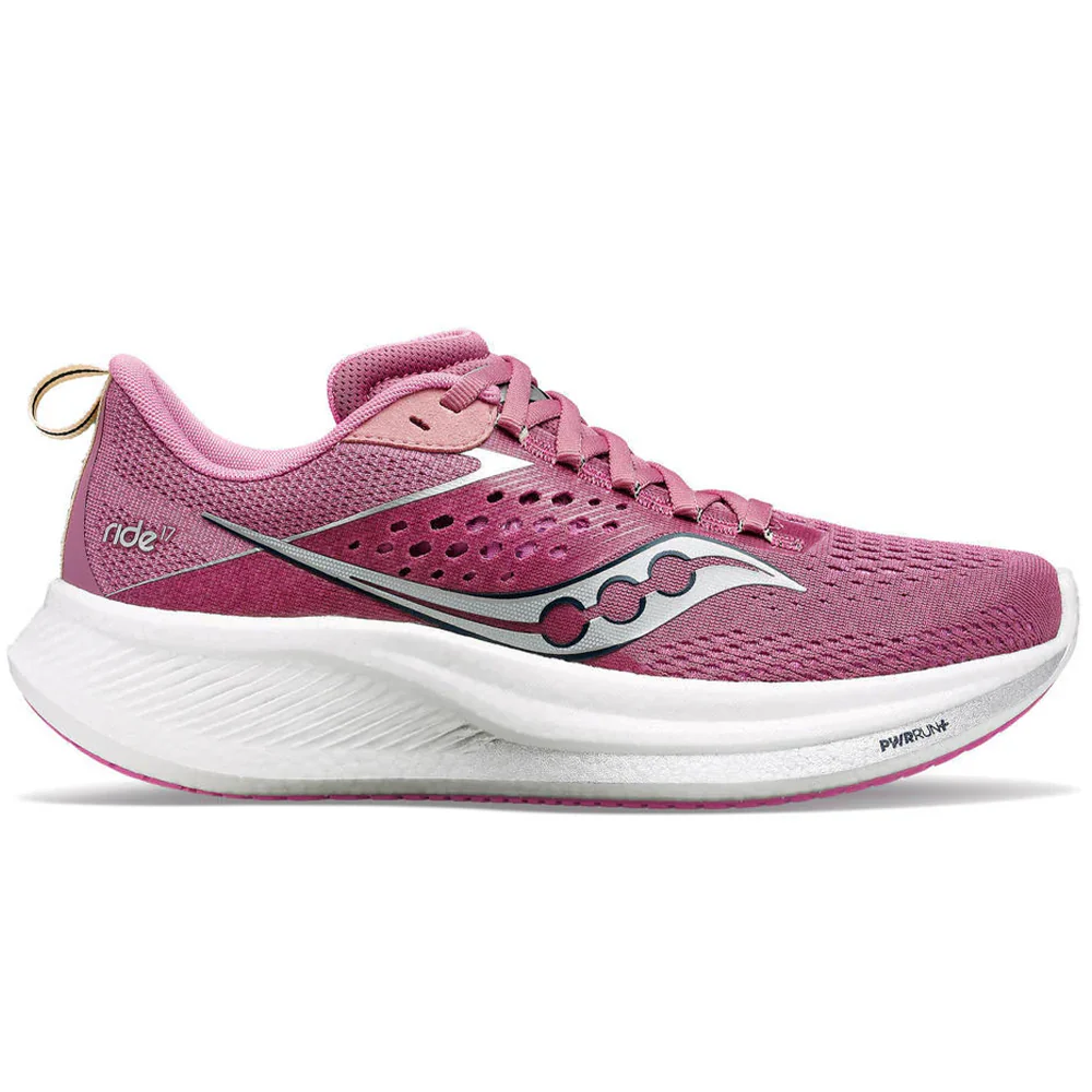 Women's Saucony Ride 17, Orchid/Silver, 9 D Wide