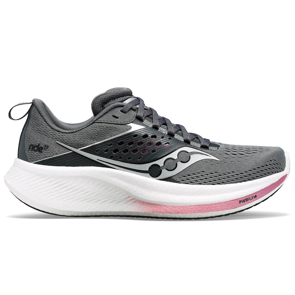 Women's Saucony Ride 17, Cinder/Orchid, 7.5 B Medium
